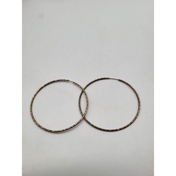 VTG Dyadema Sterling Silver 925 Textured Thin Hoop Earrings - Picture 2 of 9